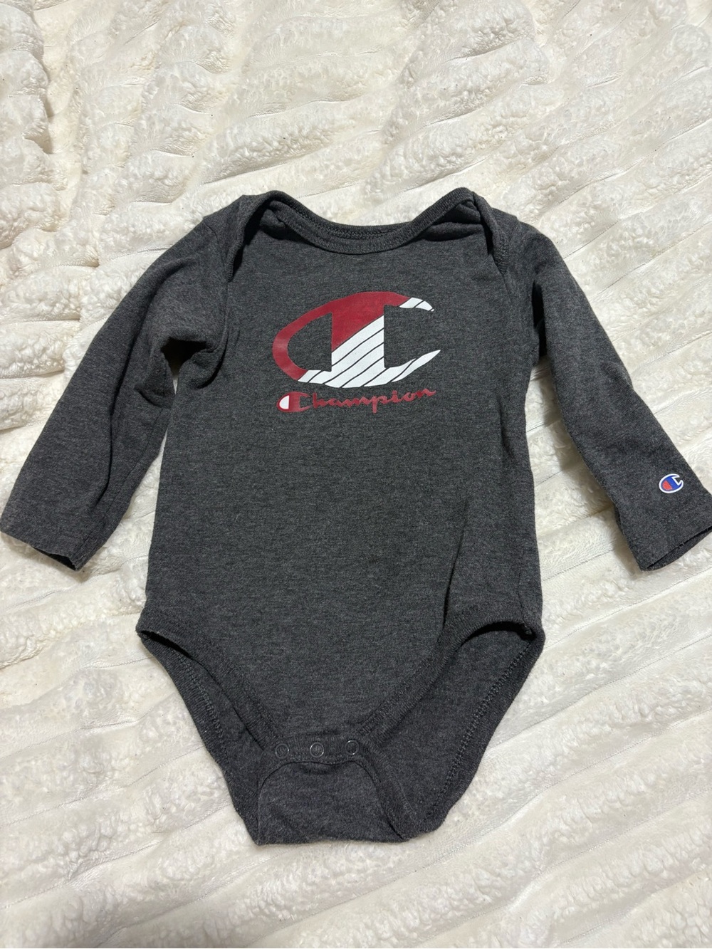 Champion Charcoal Gray Long-Sleeve Logo One-Piece